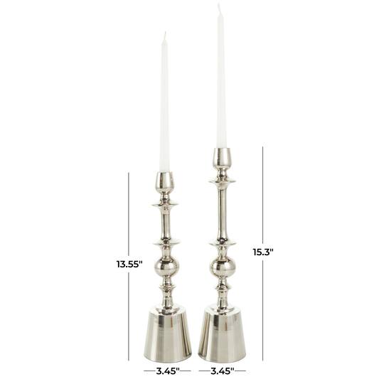 Silver Aluminum Candle Holder Set